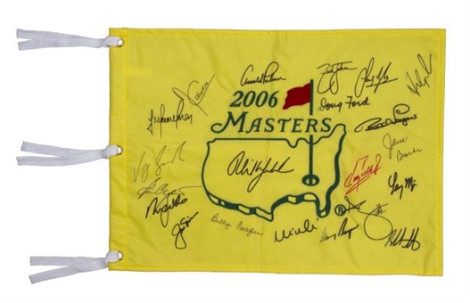 2006 Masters Pin Flag Signed by 21 Inc. Arnold Palmer and Phil Mickelson